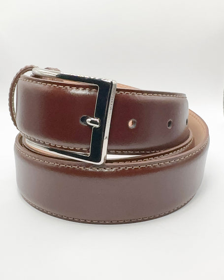  Hand-stitched | Polished silver buckle | 3.5 cm width